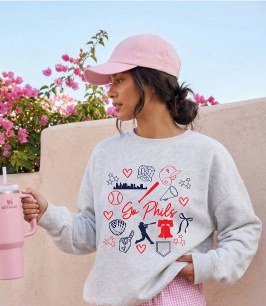 Philly Doodle Baseball Graphic Crewneck | Unisex Sweatshirt