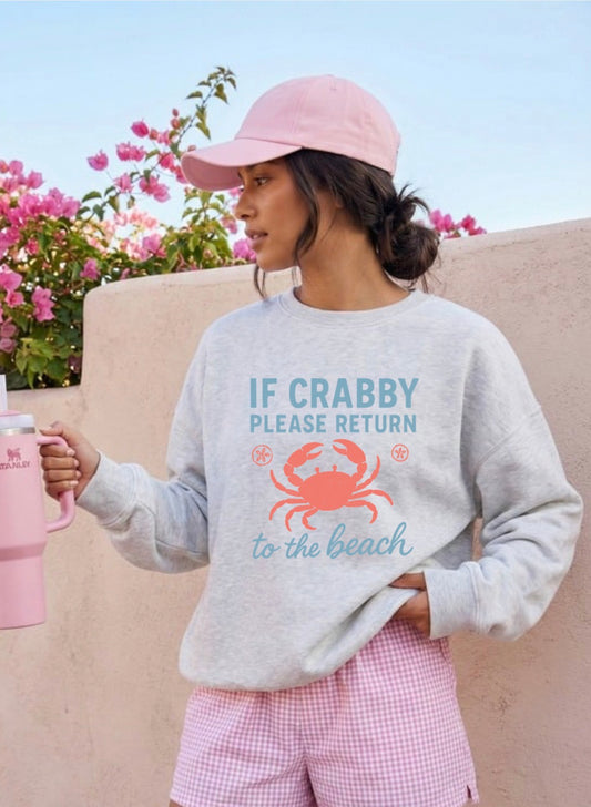 Beach Crabby Crab Graphic Crewneck | Graphic Sweatshirt | Cozy Unisex Pullover