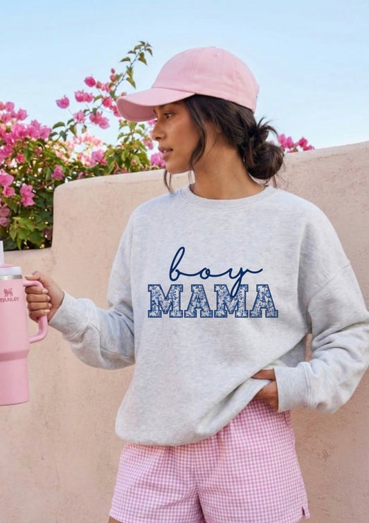Boy Mama Script Crewneck | Cozy Mom Sweatshirt | Graphic Sweatshirt