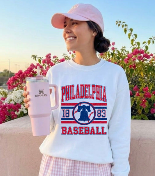 Retro Philadelphia Baseball 1883 Liberty Bell Crewneck | Unisex sweatshirt