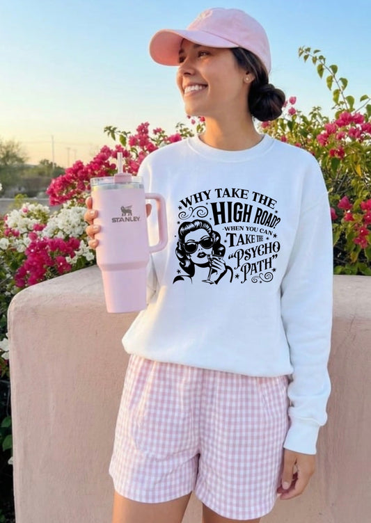 Retro Psycho Path Funny Crewneck | Graphic Sweatshirt | Cozy Unisex Pullover