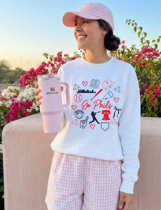Philly Doodle Baseball Graphic Crewneck | Unisex Sweatshirt